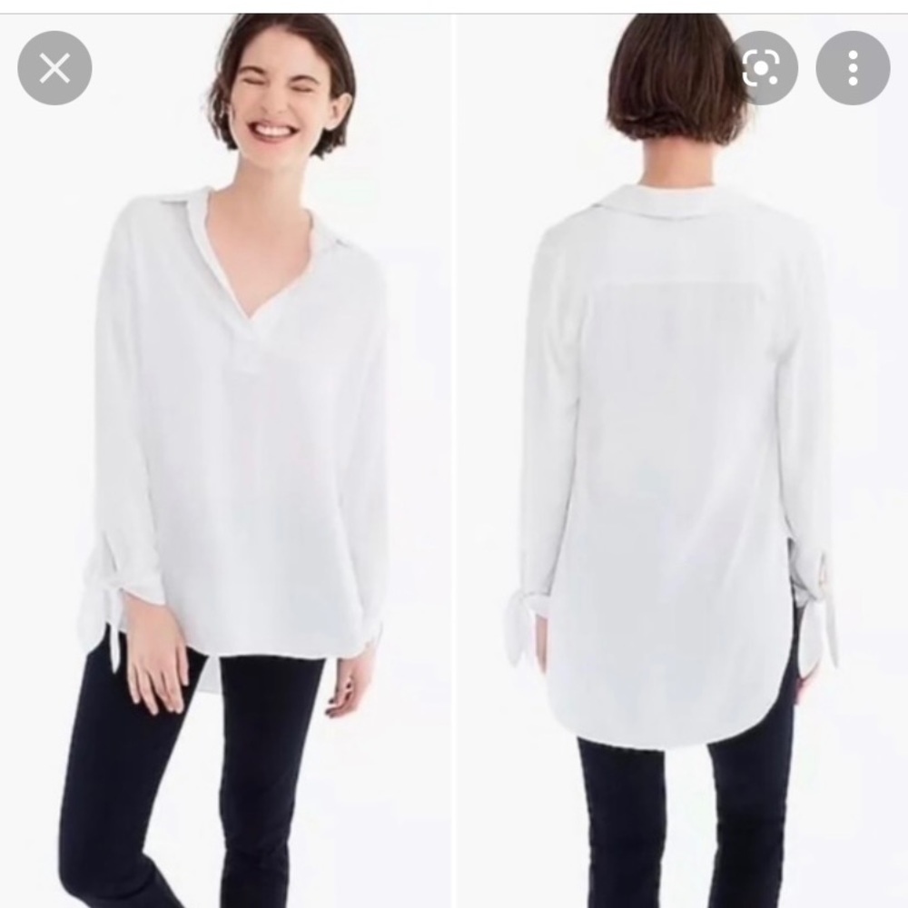 Jcrew tie sleeve popover collared blouse